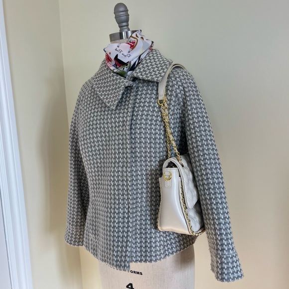 Anne Klein | Houndstooth Jacket three-quarter sleeves, buttonless front, Sz 12 - Picture 13 of 13